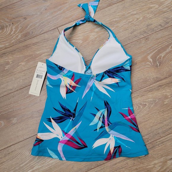 111. Profile by Gottex Underwire Tankini Top. Light blue tropical. Size 12. NWT - Picture 2 of 4